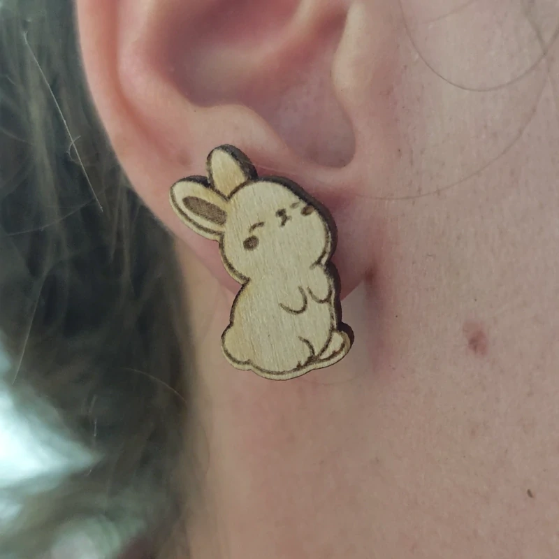 Dřevěné náušnice - Králíček