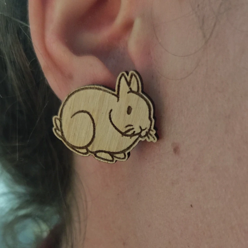 Dřevěné náušnice - Králíček 2